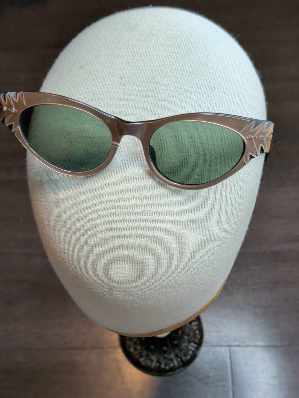 Vintage 50s Women's Cateye Sunglasses Retro Bronze Made In France MCM